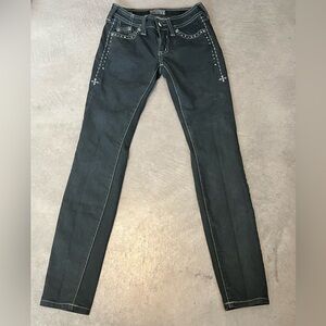 Affliction Women's Skinny “Raquel” Jeans in Black with Contrast Stitching
